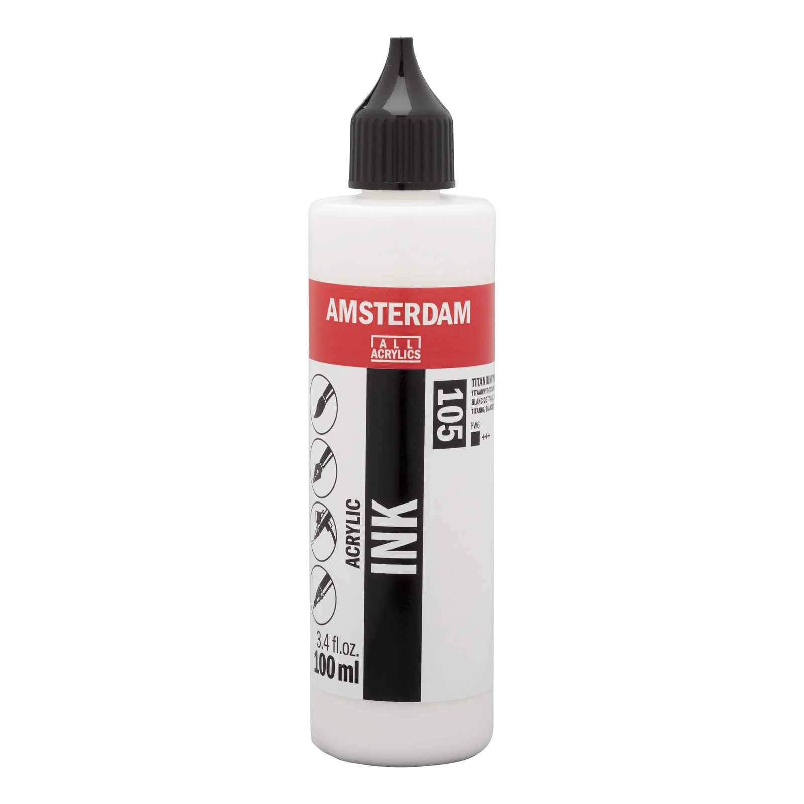 Amsterdam Acrylic Tinte Flasche 100 ml Titanweiß 105 - Kidis Art