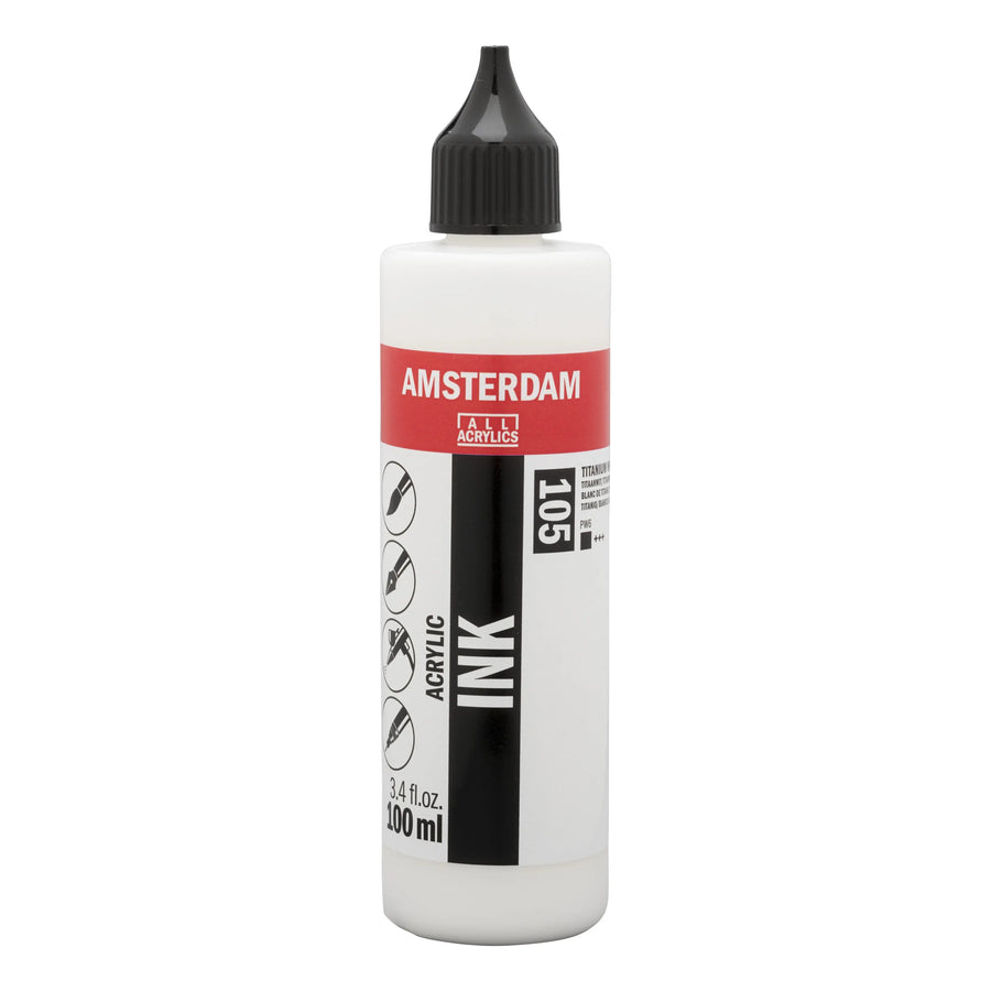Amsterdam Acrylic Tinte Flasche 100 ml Titanweiß 105