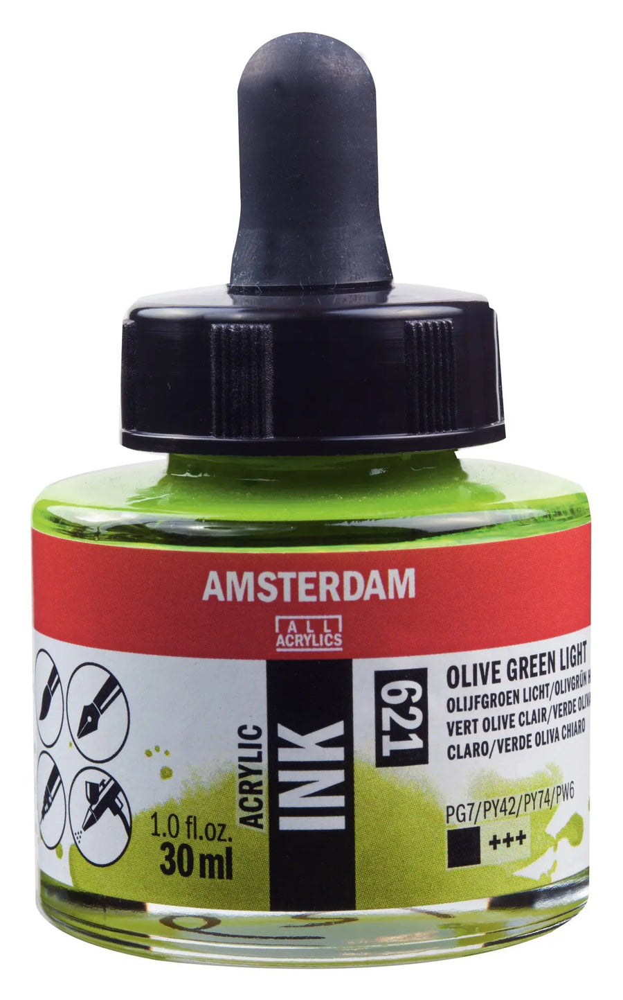 Amsterdam Acrylic Tinte Flasche 30 ml Olivgrün Hell 621