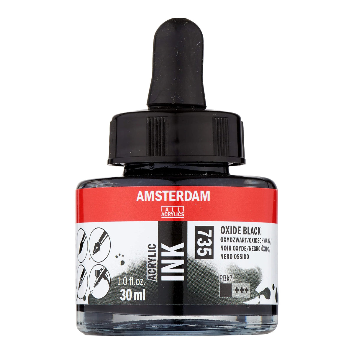 Amsterdam Acrylic Tinte Flasche 30 ml Oxidschwarz 735 - Kidis Art