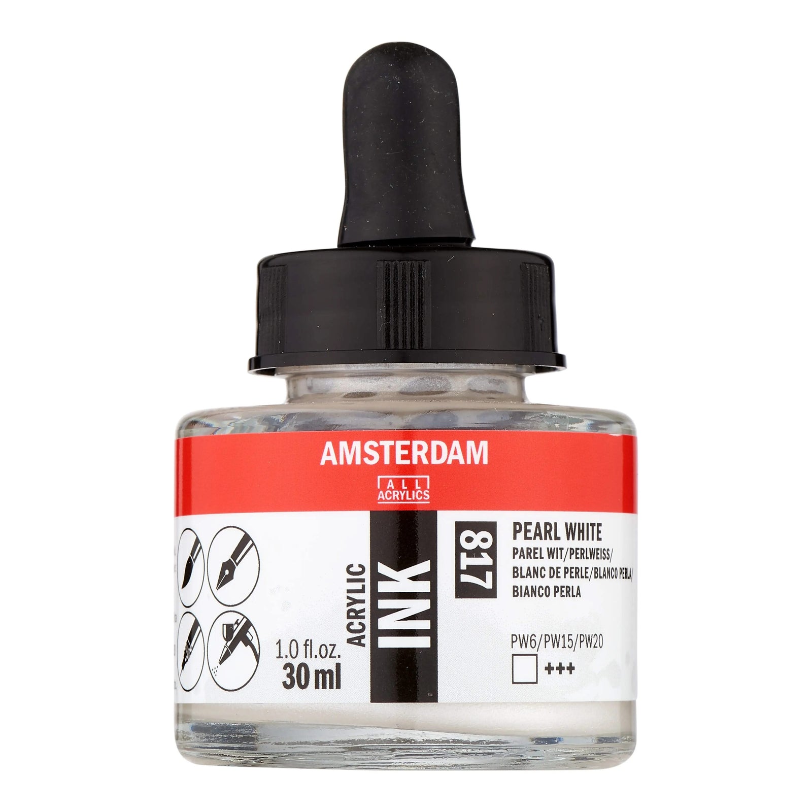 Amsterdam Acrylic Tinte Flasche 30 ml Perlweiß 817 - Kidis Art