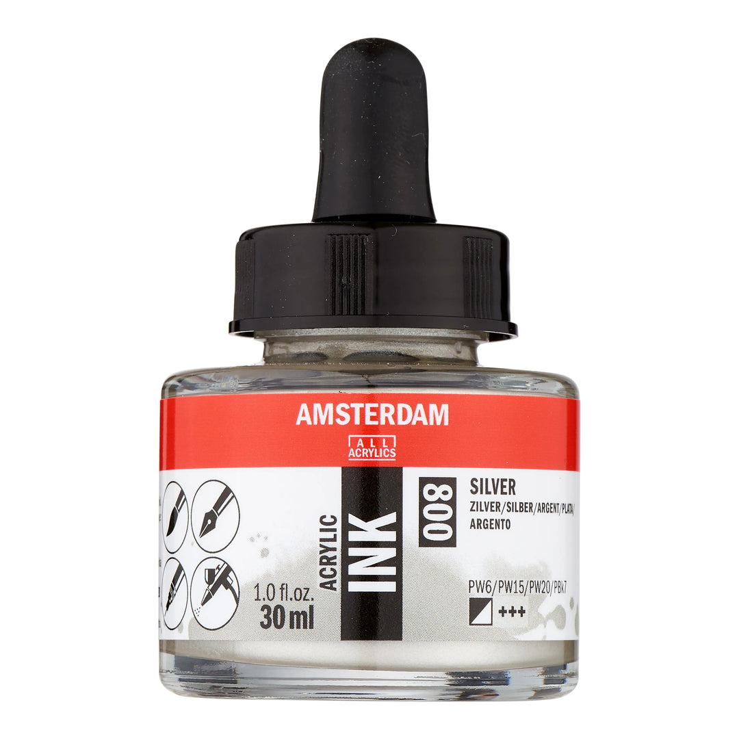 Amsterdam Acrylic Tinte Flasche 30 ml Silber 800