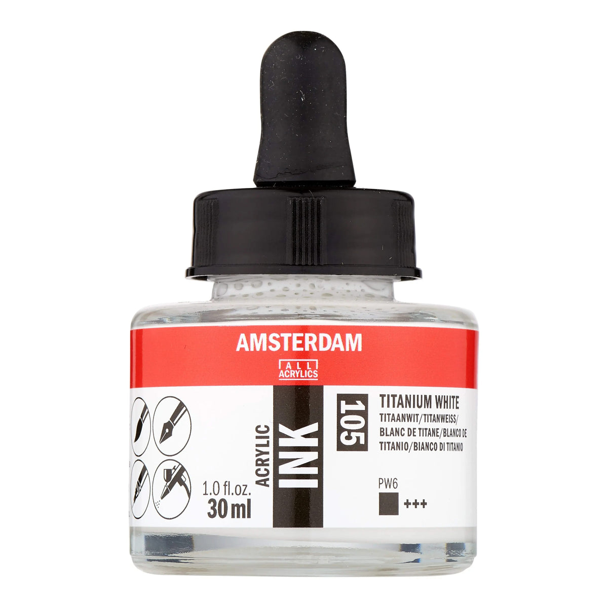 Amsterdam Acrylic Tinte Flasche 30 ml Titanweiß 105 - Kidis Art