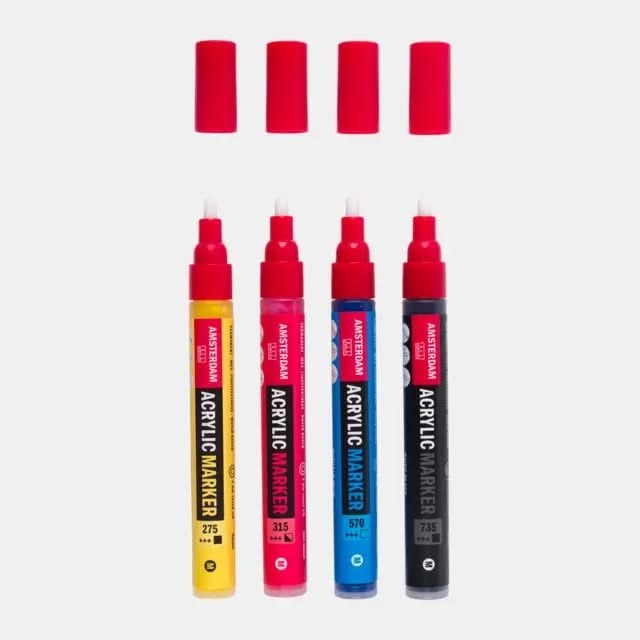 Amsterdam Acrylmarker Einsteigerset | 4 Farben - Kidis Art