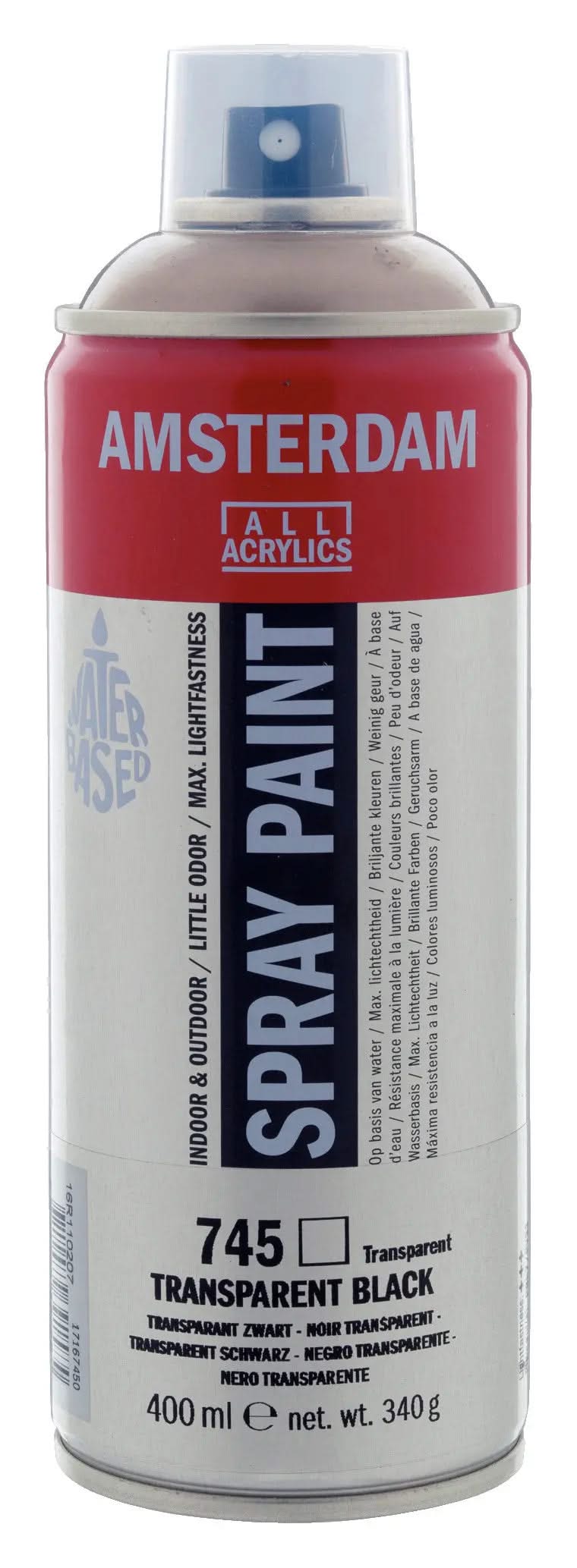 Amsterdam Sprühfarbe 400 ml Schwarz Transparent 745 - Kidis Art