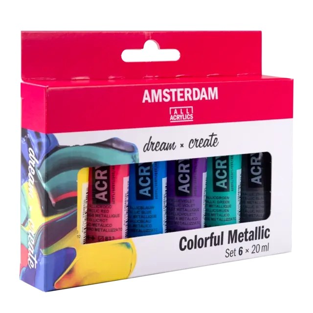 Amsterdam Standard Serie Acryl farbenfrohes Metallicset | 6 x 20 ml - Kidis Art