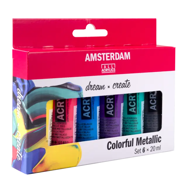 Amsterdam Standard Serie Acryl farbenfrohes Metallicset | 6 x 20 ml - Kidis Art