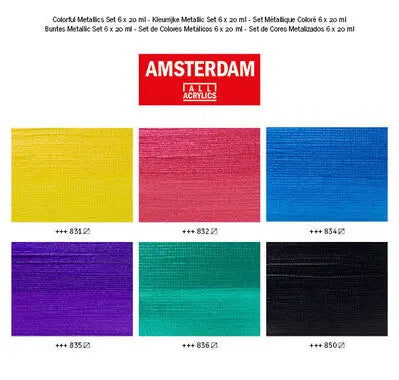 Amsterdam Standard Serie Acryl farbenfrohes Metallicset | 6 x 20 ml Amsterdam
