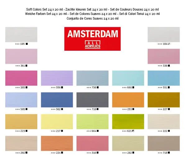 Amsterdam Standard Serie Acrylset weiche Farben | 24 x 20 ml Amsterdam