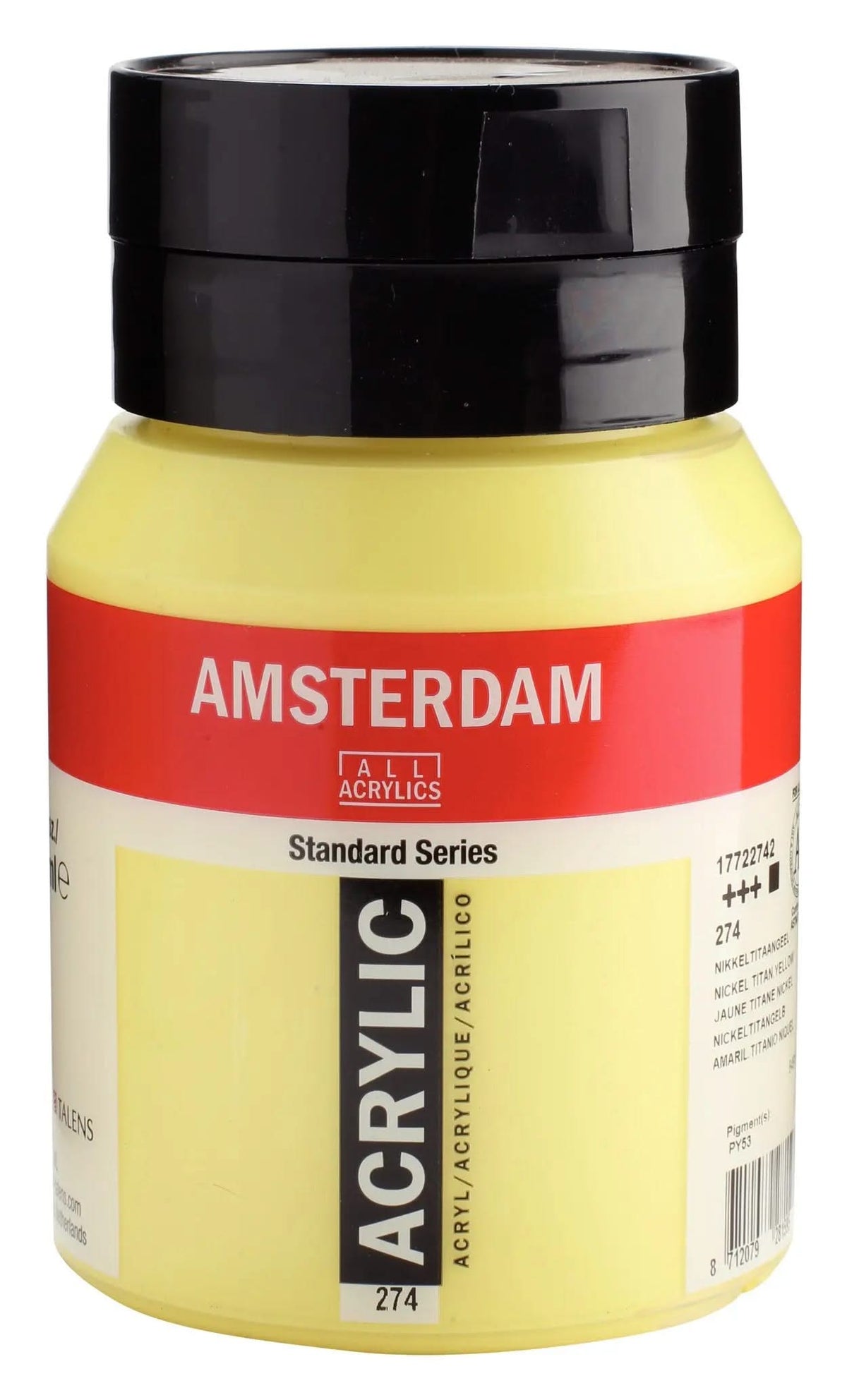 Amsterdam Standard Series Acrylfarbe Flasche 500 ml Nickeltitangelb 274 - Kidis Art