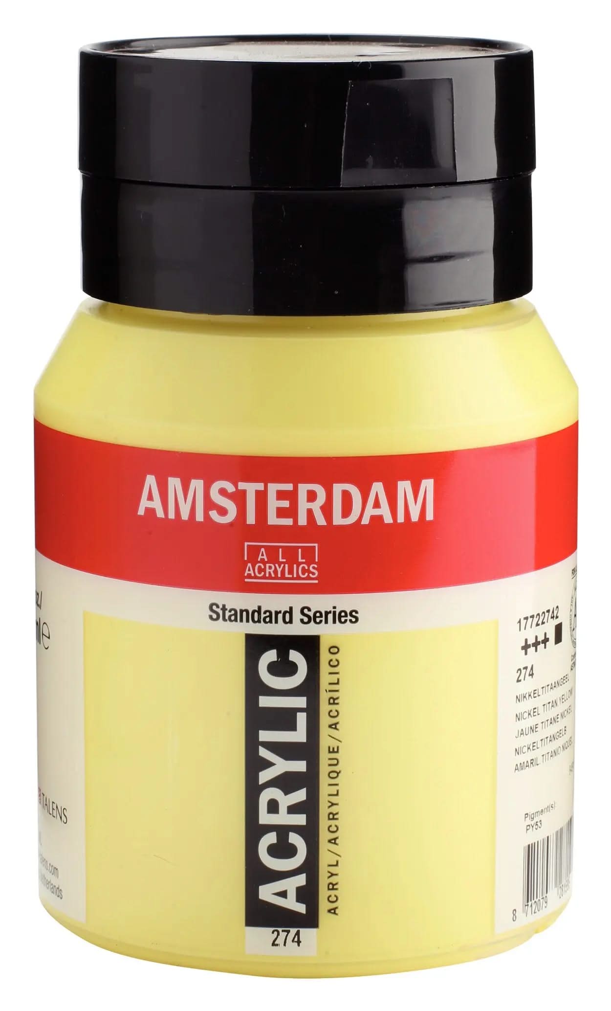 Amsterdam Standard Series Acrylfarbe Flasche 500 ml Nickeltitangelb 274 - Kidis Art