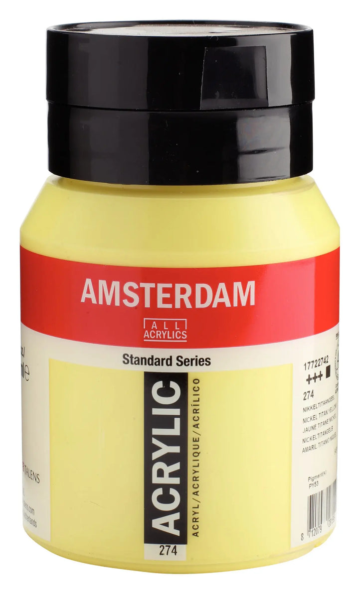 Amsterdam Standard Series Acrylfarbe Flasche 500 ml Nickeltitangelb 274