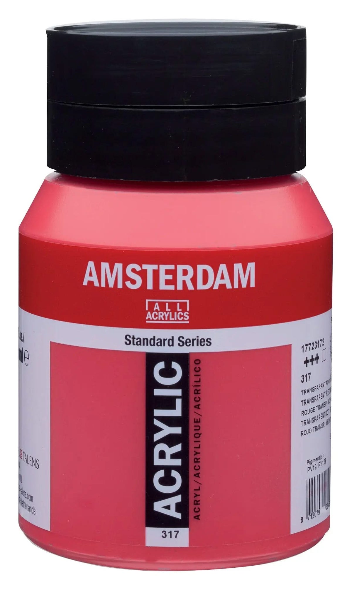 Amsterdam Standard Series Acrylfarbe Flasche 500 ml Transparentrot Mittel 317 - Kidis Art