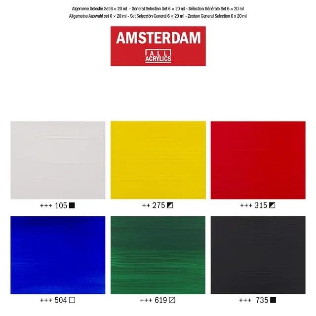 Amsterdam Standard Series Acrylfarben Allgemeine Auswahl Set | 6 x 20 ml - Kidis Art