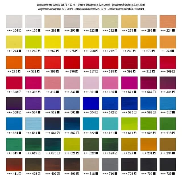 Amsterdam Standard Series Acrylfarben Allgemeine Auswahl Set | 72 x 20 ml - Kidis Art