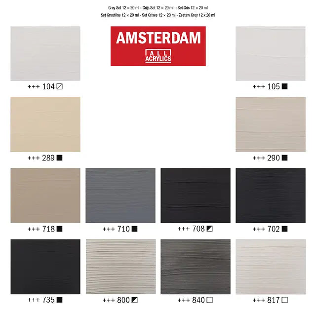 Amsterdam Standard Series Acrylfarben Grautöne Set | 12 x 20 ml Amsterdam