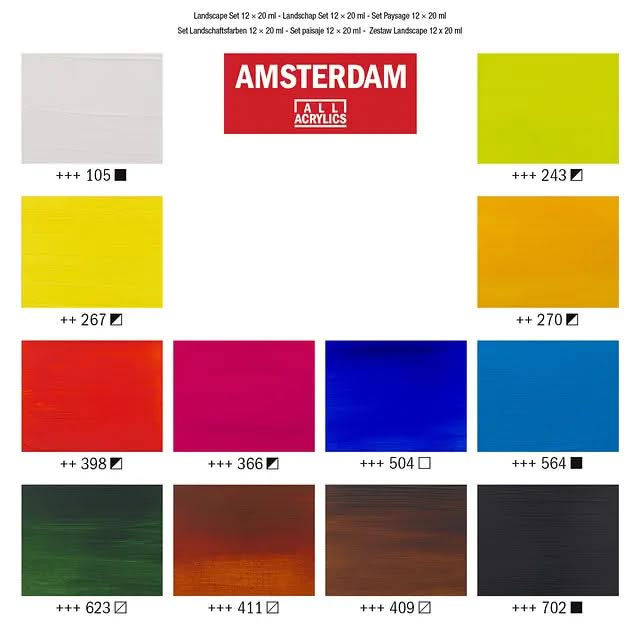 Amsterdam Standard Series Acrylfarben Landschaftsfarben Set | 12 x 20 ml - Kidis Art