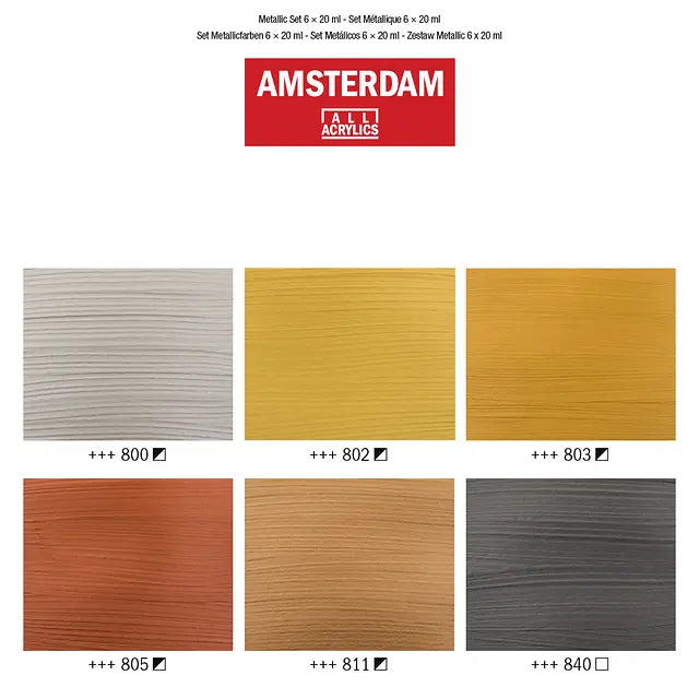 Amsterdam Standard Series Acrylfarben Metallicfarben Set | 6 x 20 ml Amsterdam