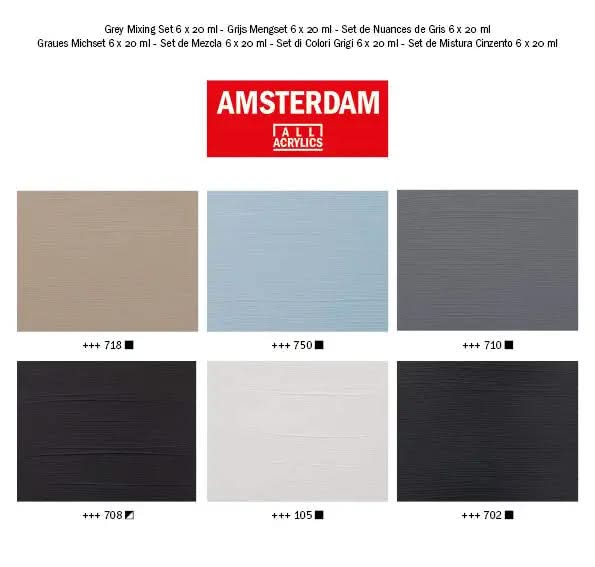 Amsterdam Standard Series Acrylfarben-Mischset Grau | 6 x 20 ml - Kidis Art