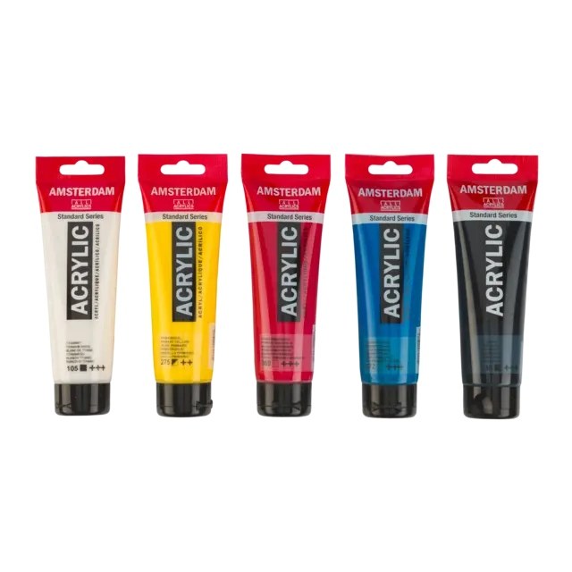 Amsterdam Standard Series Acrylfarben-Mischset Primärfarben | 5 x 120 ml - Kidis Art