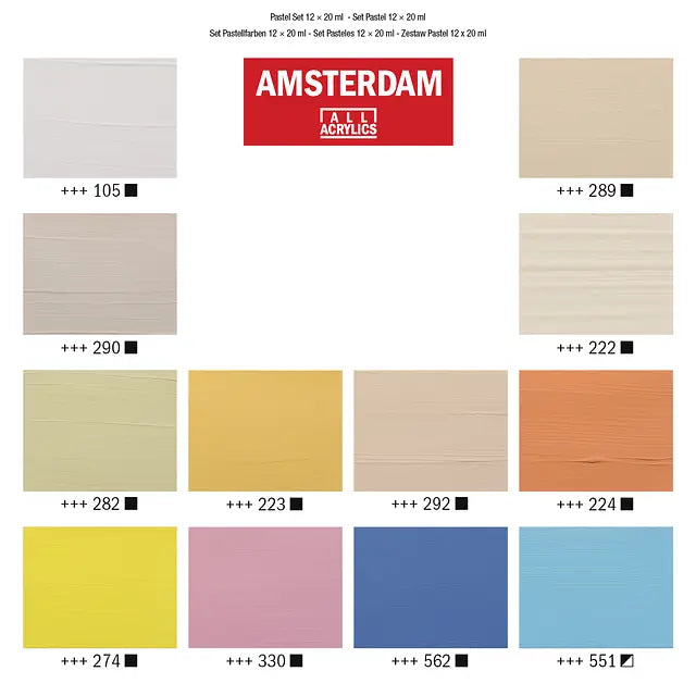 Amsterdam Standard Series Acrylfarben Pastellfarben Set | 12 x 20 ml Amsterdam
