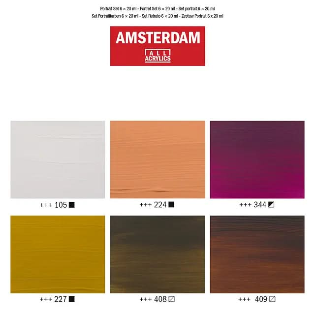 Amsterdam Standard Series Acrylfarben Porträtfarben Set | 6 x 20 ml - Kidis Art