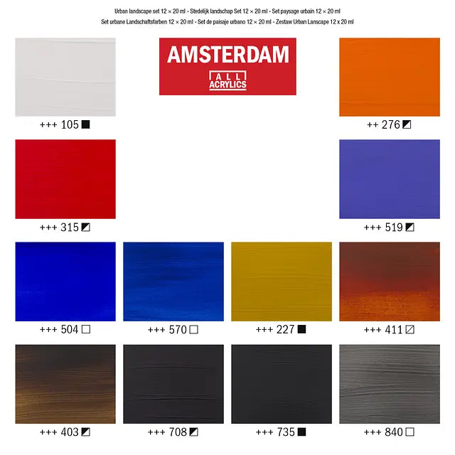 Amsterdam Standard Series Acrylfarben Urbane Landschaftsfarben Set | 12 x 20 ml Amsterdam