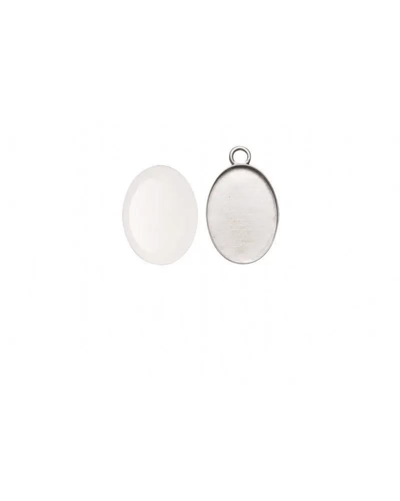 Anhänger oval silberfarben 27x19mm - Kidis Art