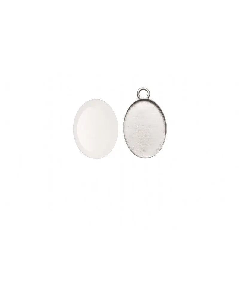 Anhänger oval silberfarben 27x19mm
