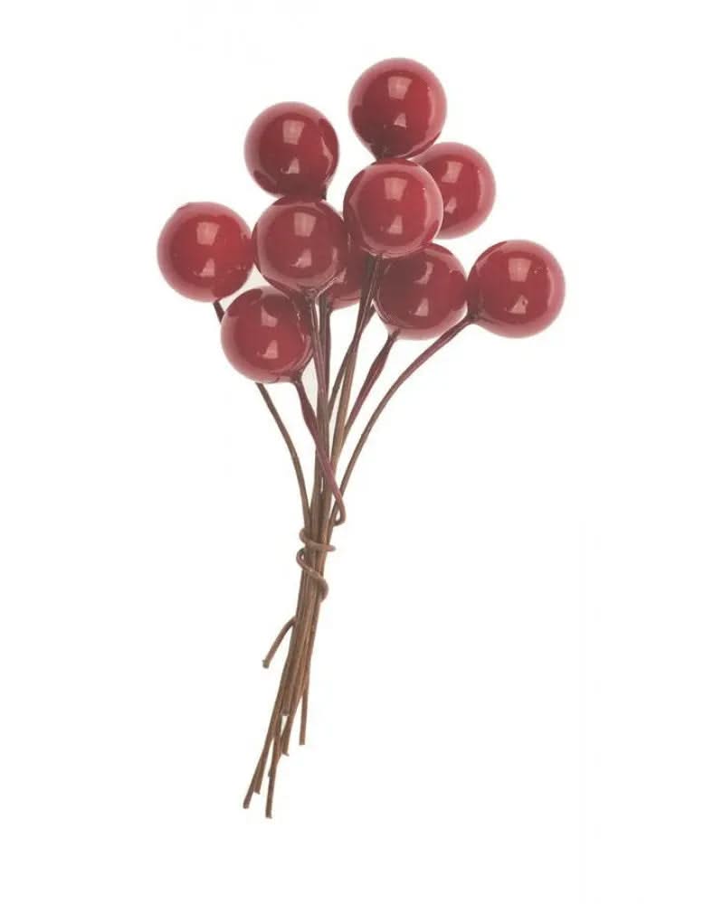 Beeren rot, am Draht 2 Bund 9mm - Kidis Art