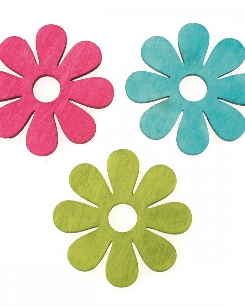 Blumen Holz bunt gemischt 12Stk 4cm, Pappel