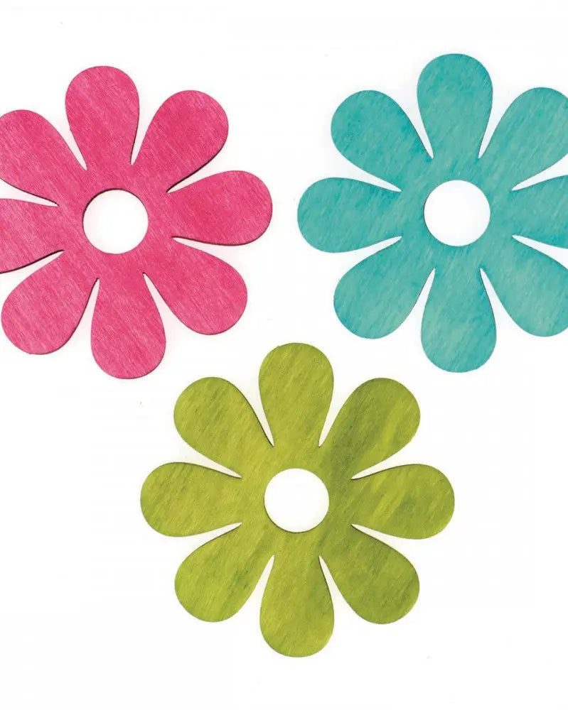 Blumen Holz bunt gemischt 24Stk 2cm, Pappel