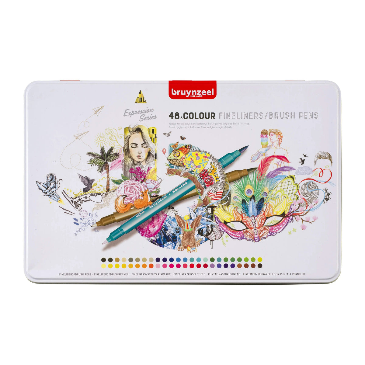 Bruynzeel Creatives  Fineliner/Pinselstifte  Set 48 Farben - Kidis Art