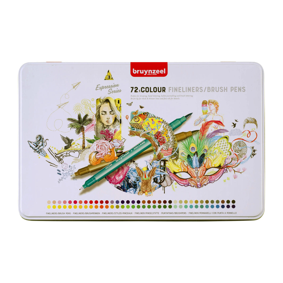 Bruynzeel Creatives Fineliner/Pinselstifte Set 72 Farben - Kidis Art