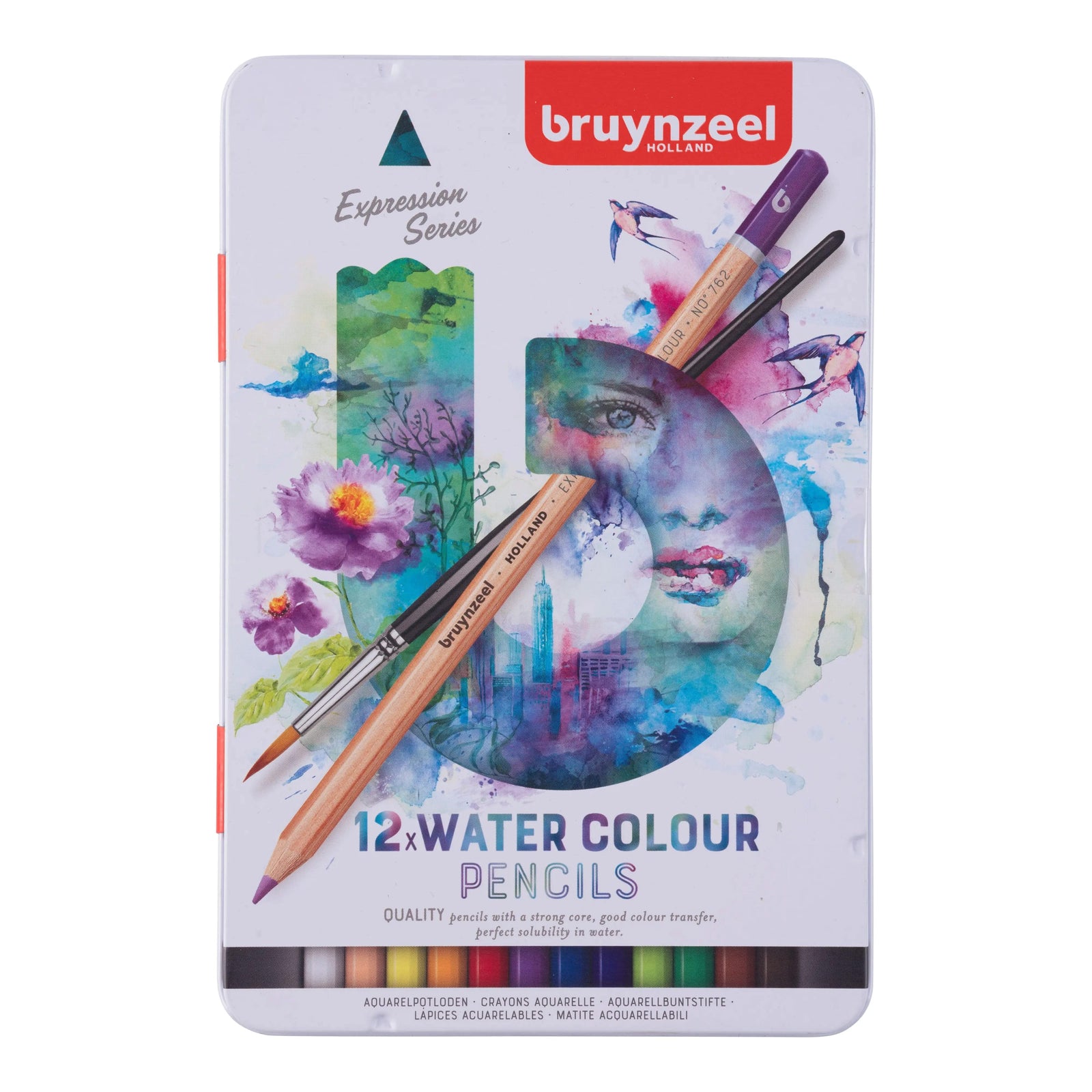 Bruynzeel Expression Aquarellbuntstifte, Metalletui mit 12 Stück - Kidis Art