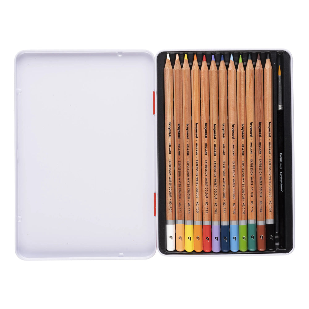Bruynzeel Expression Aquarellbuntstifte, Metalletui mit 12 Stück Bruynzeel