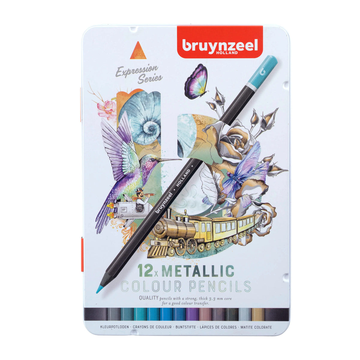 Bruynzeel Expression Farbstifte Metallic-Farben Metalletui 12 Stück - Kidis Art
