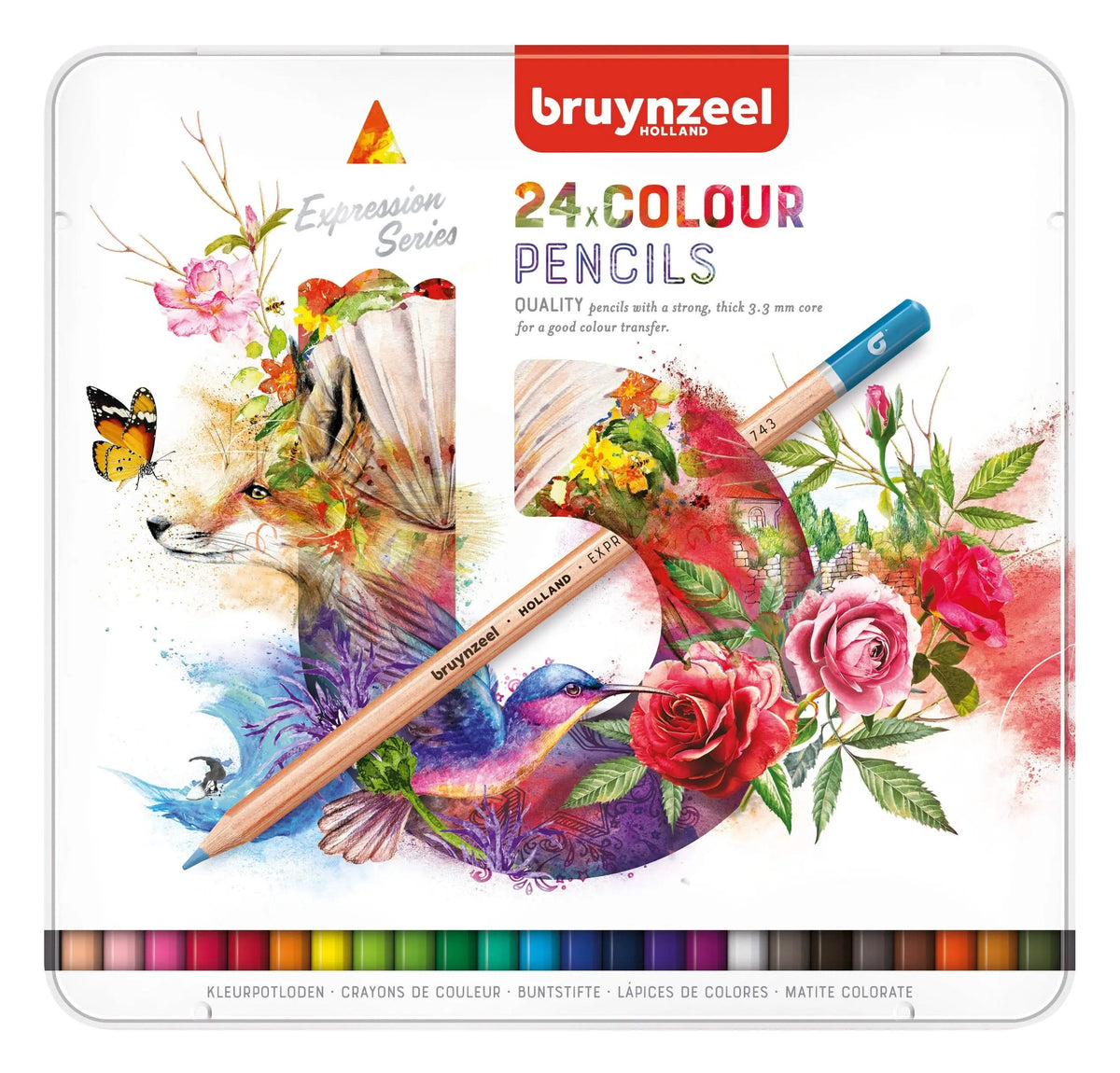 Bruynzeel Expression Farbstifte, Metalletui mit 24 Stück - Kidis Art