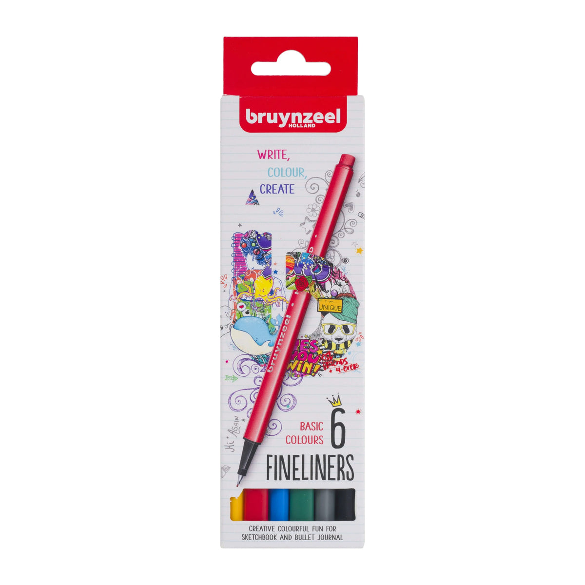 Bruynzeel Fineliner Set Basis 6 Farben - Kidis Art
