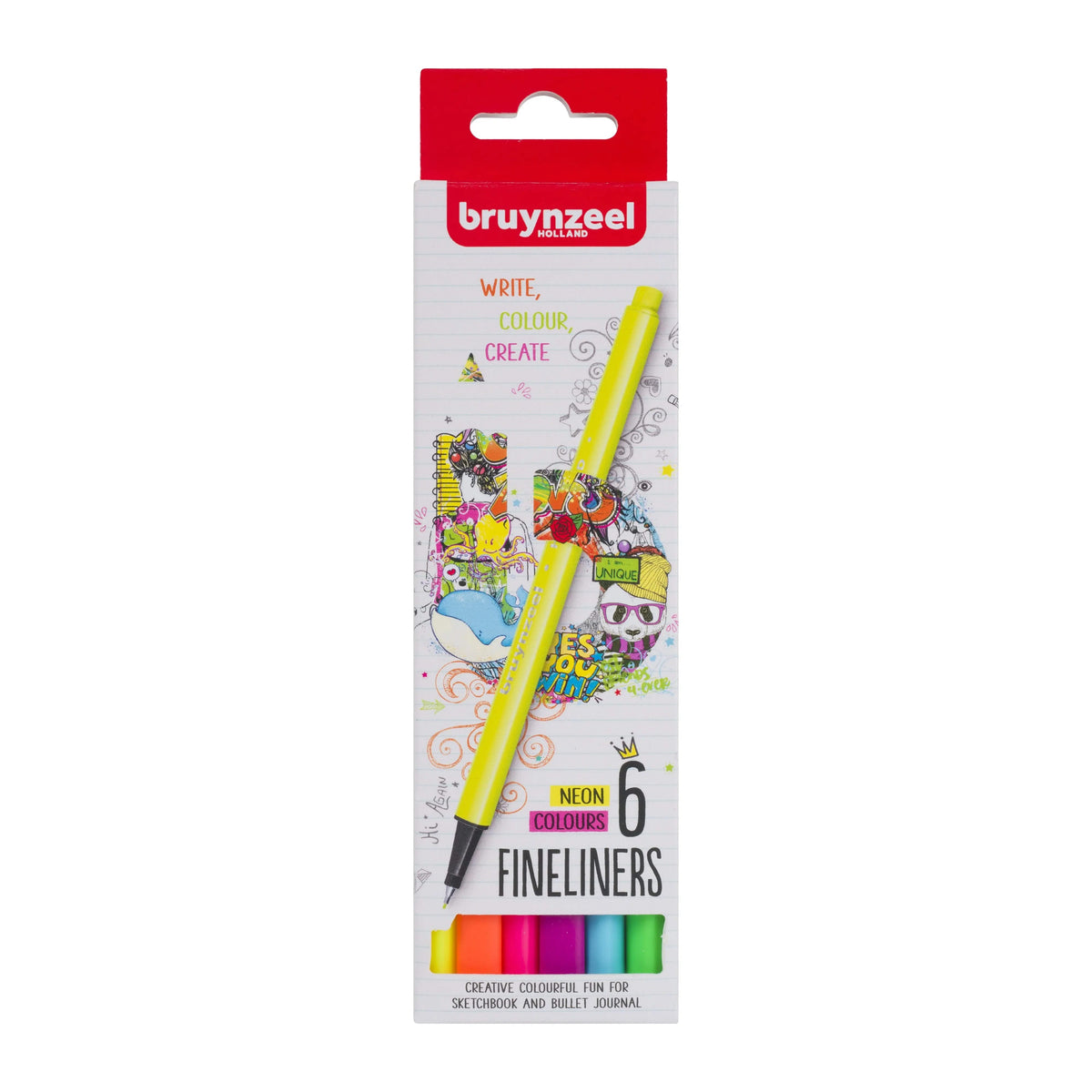 Bruynzeel Fineliner Set Neon 6 Farben - Kidis Art