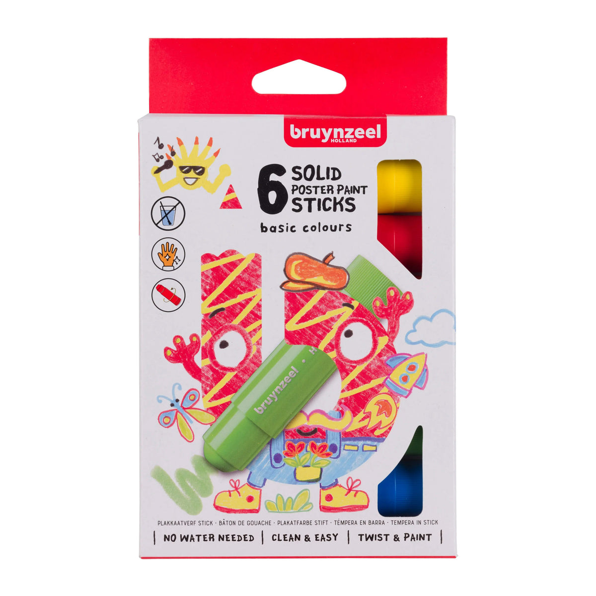 Bruynzeel Plakatfarbe-Stiftset Basic | 6 Farben - Kidis Art