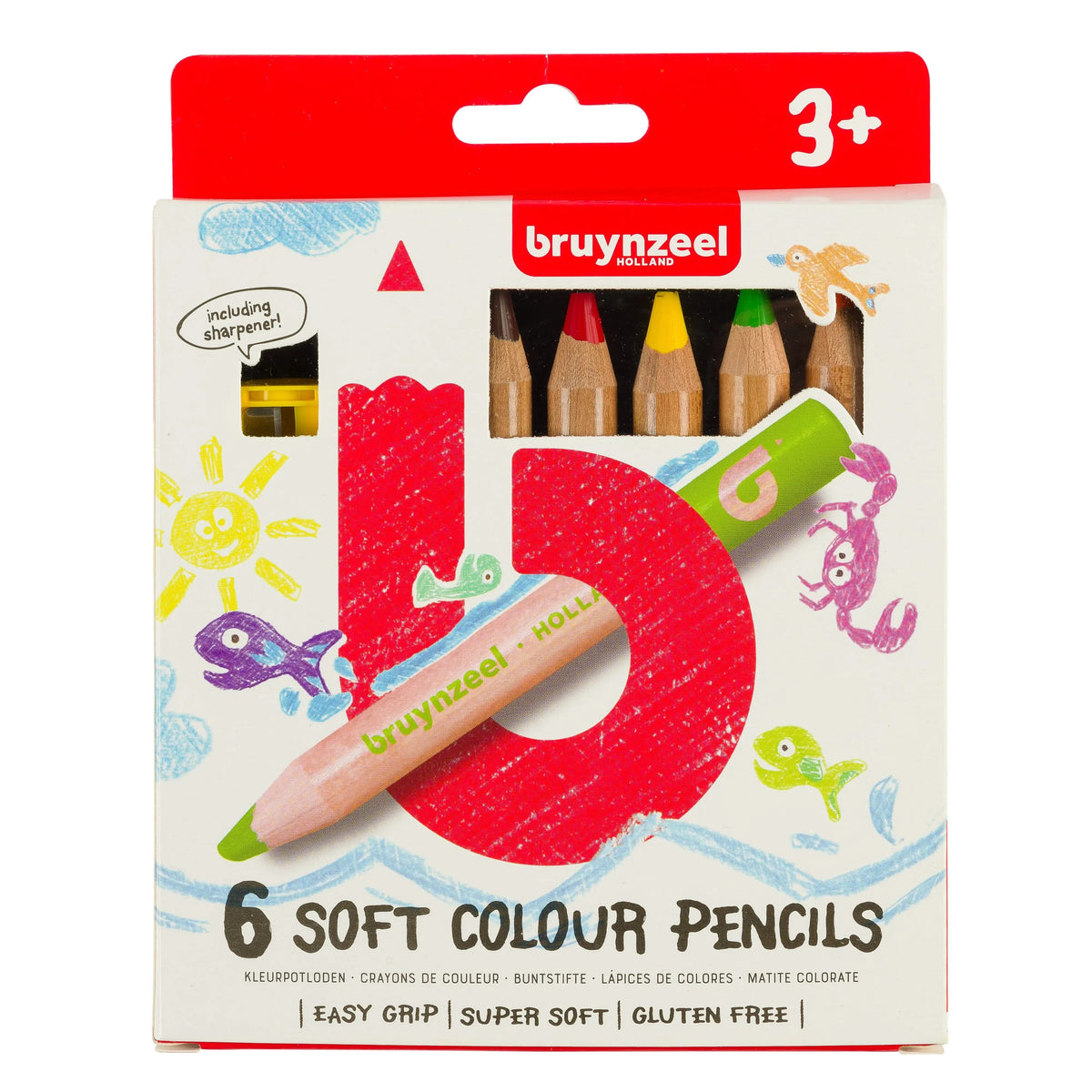 Bruynzeel Set mit 6 weichen Buntstiften für Kinder - Kidis Art