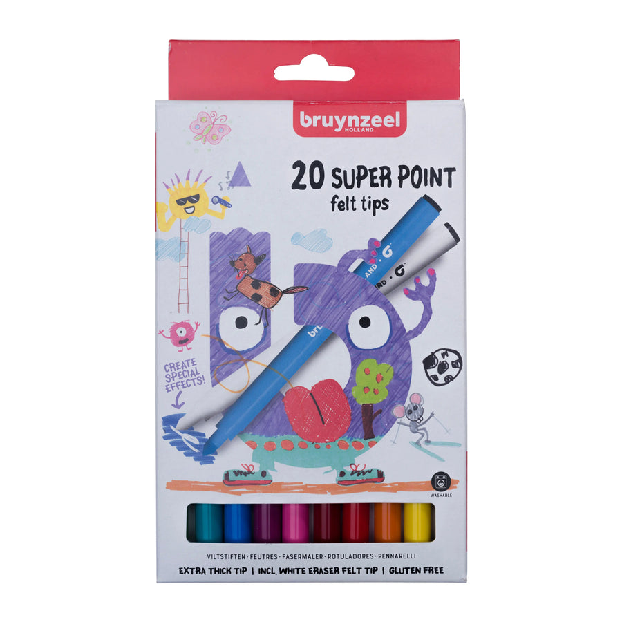 Bruynzeel Super Point-Fasermaler Set | 20 Farben