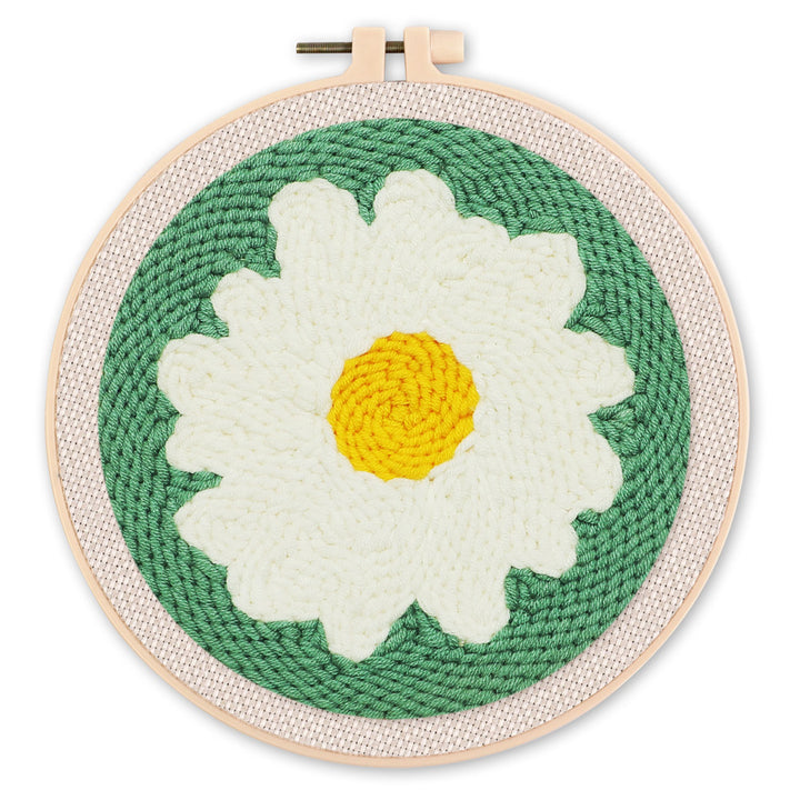 Punch Needle 20x20 Weisses Gänseblümchen