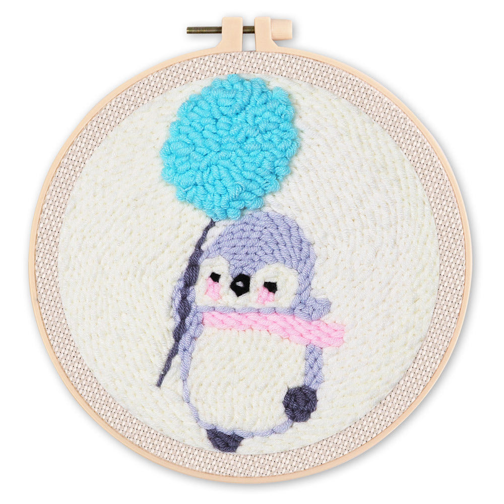 Punch Needle 20x20 Pinguin mit Löwenzahn