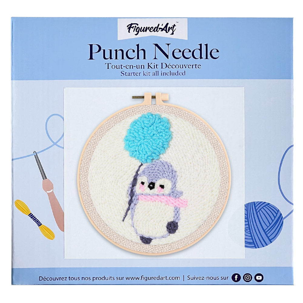 Punch Needle 20x20 Pinguin mit Löwenzahn