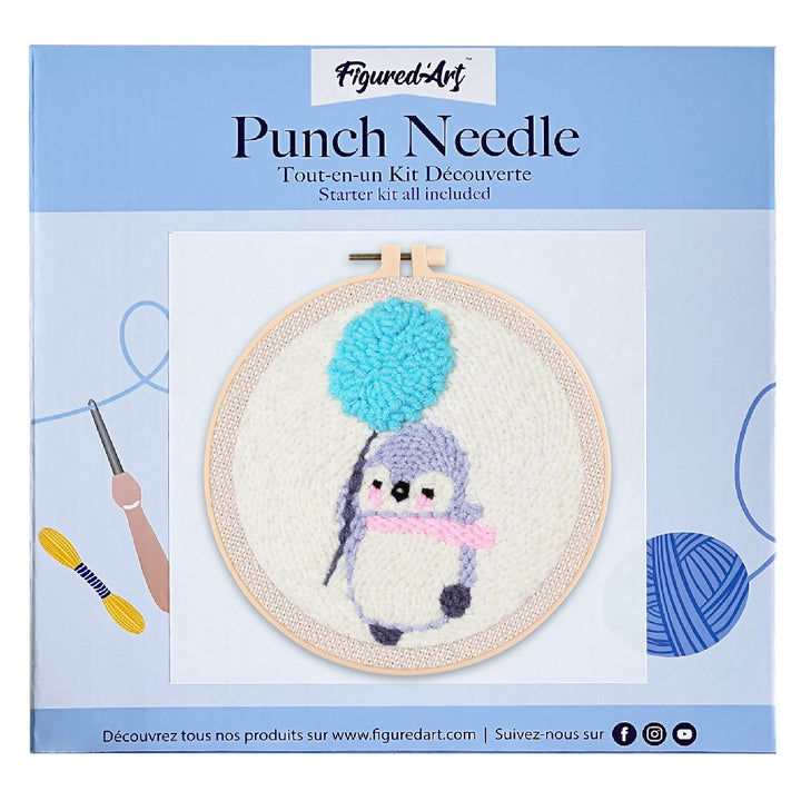 Punch Needle 20x20 Pinguin mit Löwenzahn