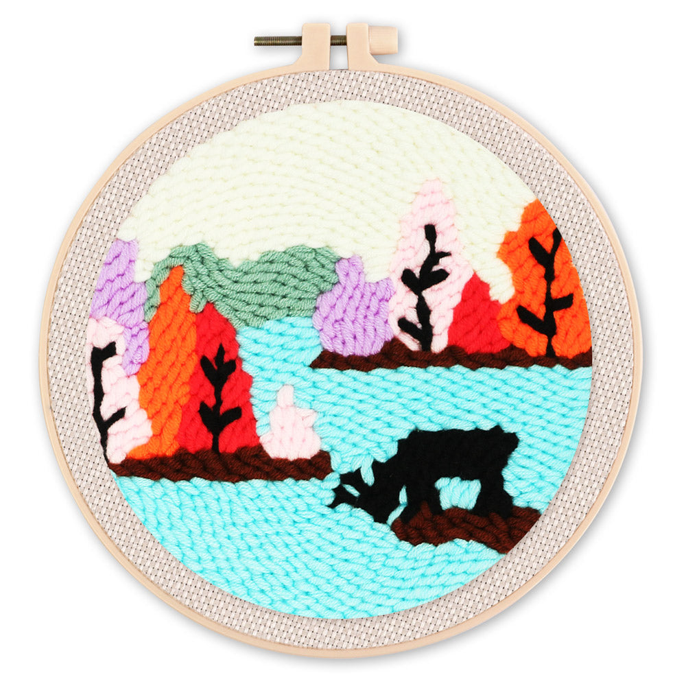 Punch Needle 20x20 Rentier am See - Kidis Art