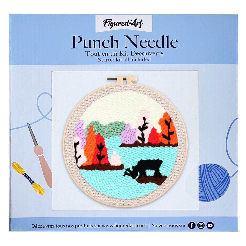 Punch Needle 20x20 Rentier am See - Kidis Art