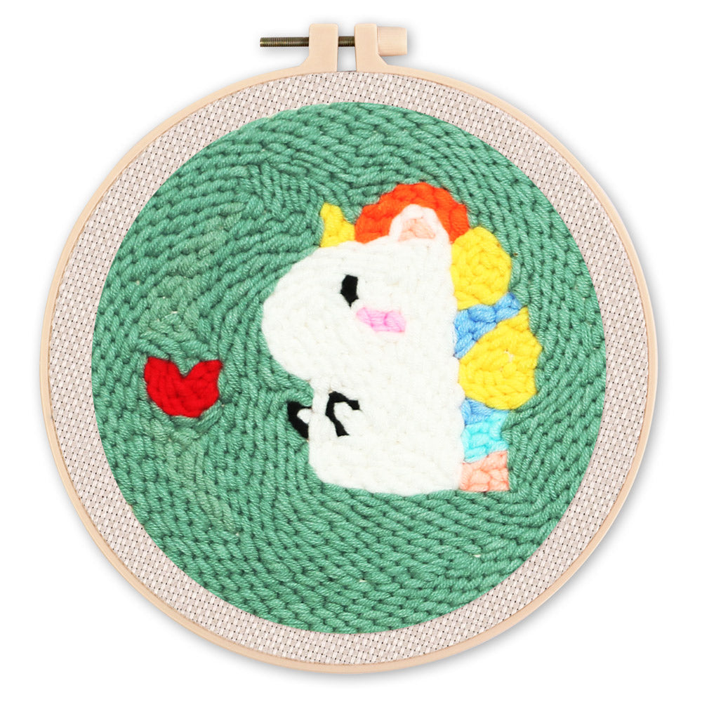 Figured'Art Punch Needle 20x20 Verliebtes Einhorn Komplett Set Mit Nadel Garn Anleitung - Kidis Art